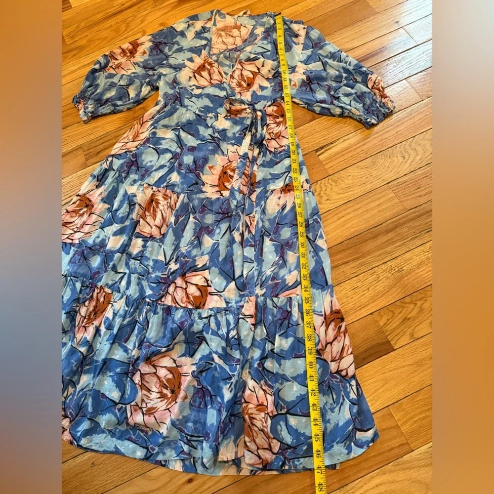 Urban Outfitters Giovanna Floral Wrap Midi Dress Printed Summer Smocked Womens S - Picture 10 of 14